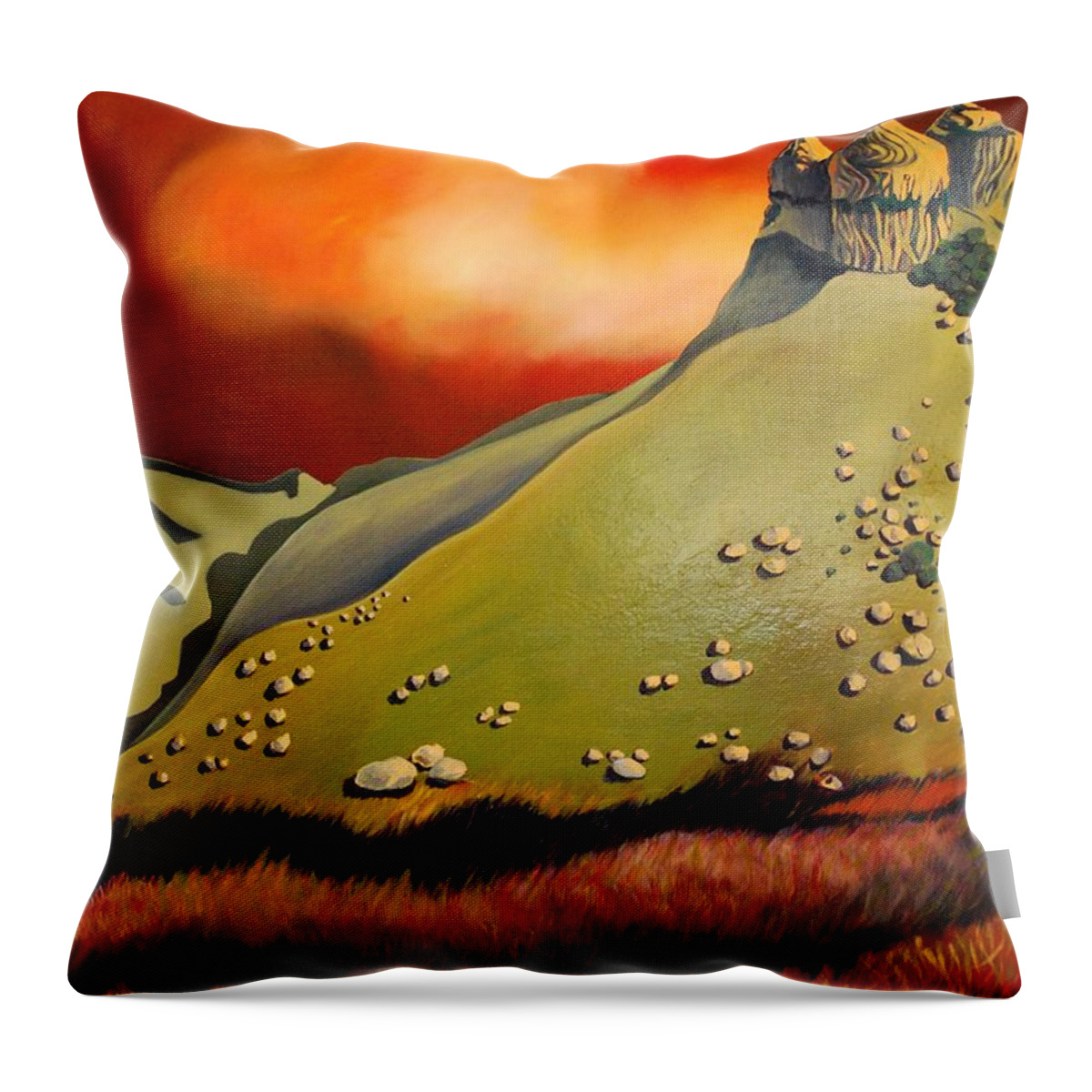 Hills Throw Pillow featuring the painting Soft Hills by Franci Hepburn
