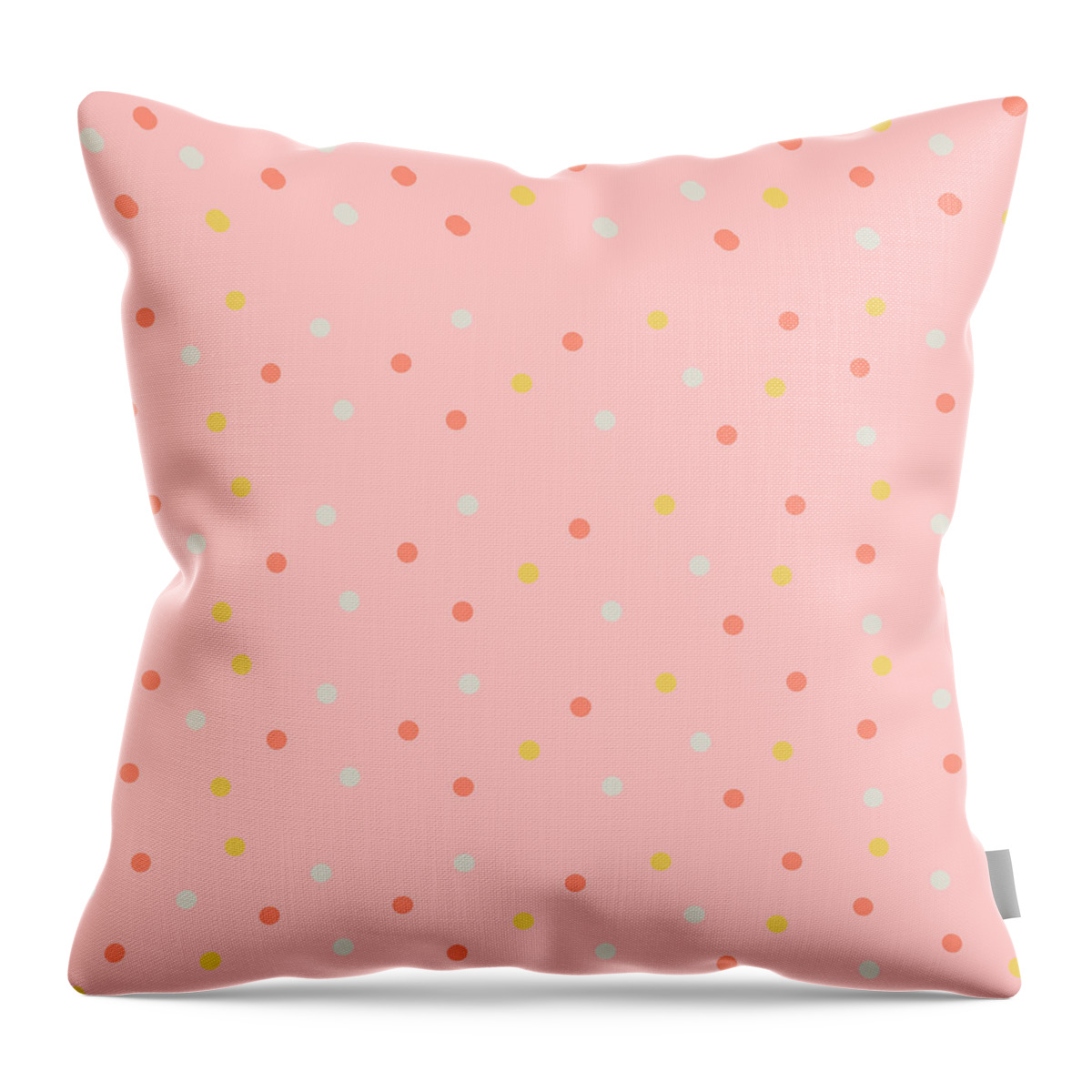Rose Throw Pillow featuring the digital art Soft Rose Polka Dot Art by Caterina Christakos