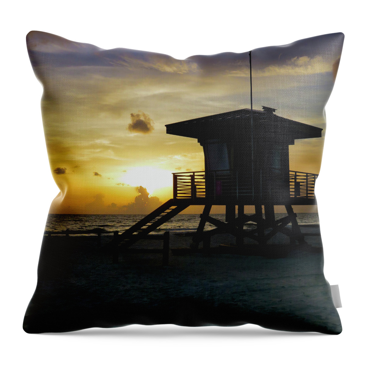 Night Beach Throw Pillow featuring the photograph Soft Surrender by Vicky Edgerly