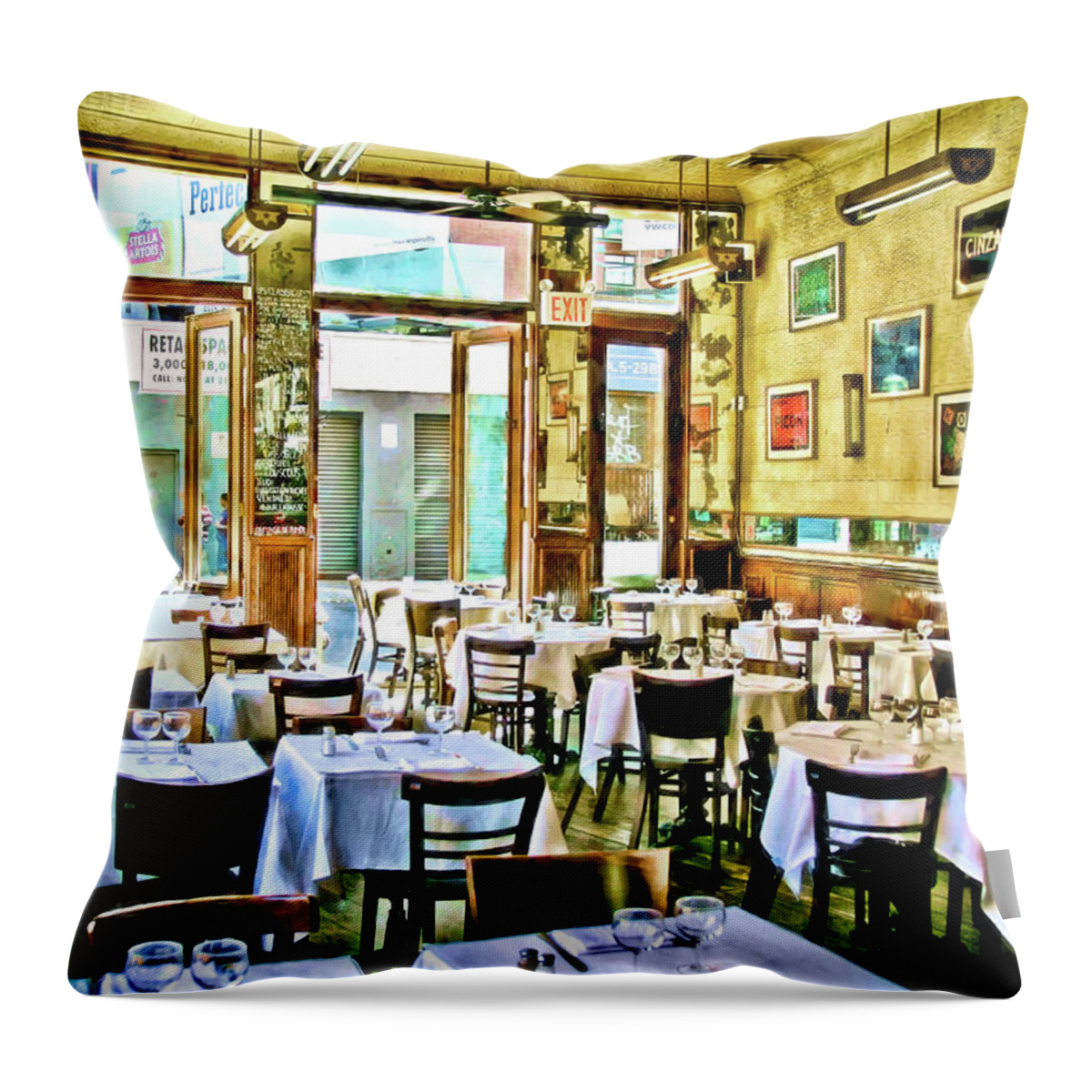 Cafe Throw Pillow featuring the photograph Soho Cafe by Steve Ladner