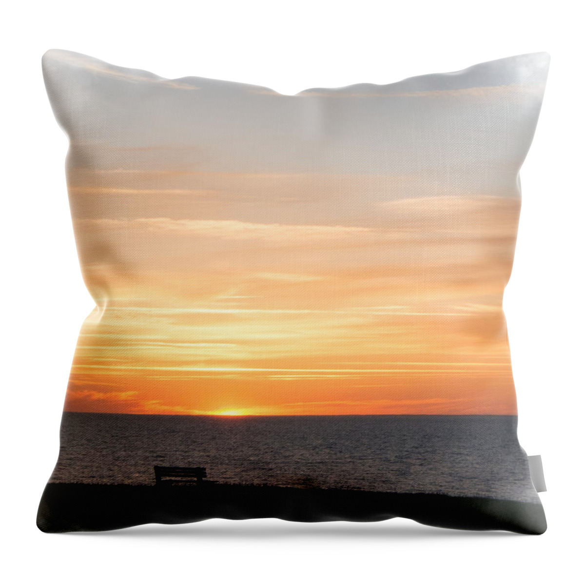 Orange Throw Pillow featuring the mixed media Solitary Sunset by Moira Law