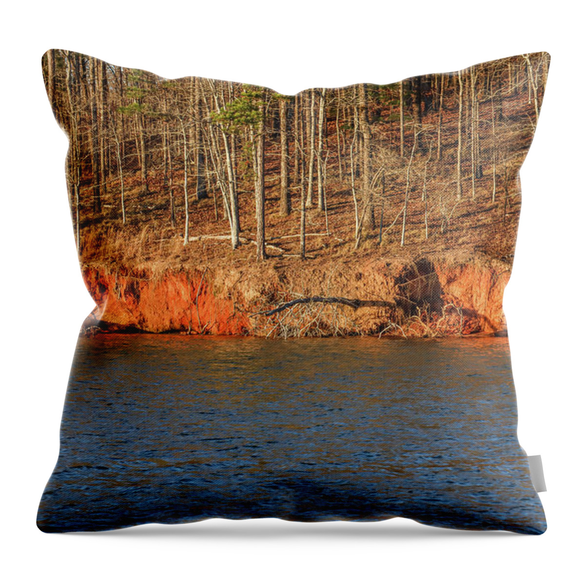 Red Clay Throw Pillow featuring the photograph Some Georgia Red Clay Shoreline by Ed Williams