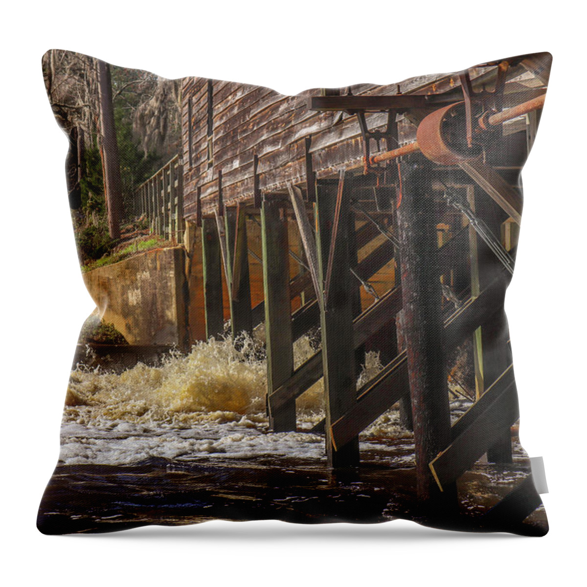 Watson Mill Throw Pillow featuring the photograph Some Watson Mill Splashes by Ed Williams