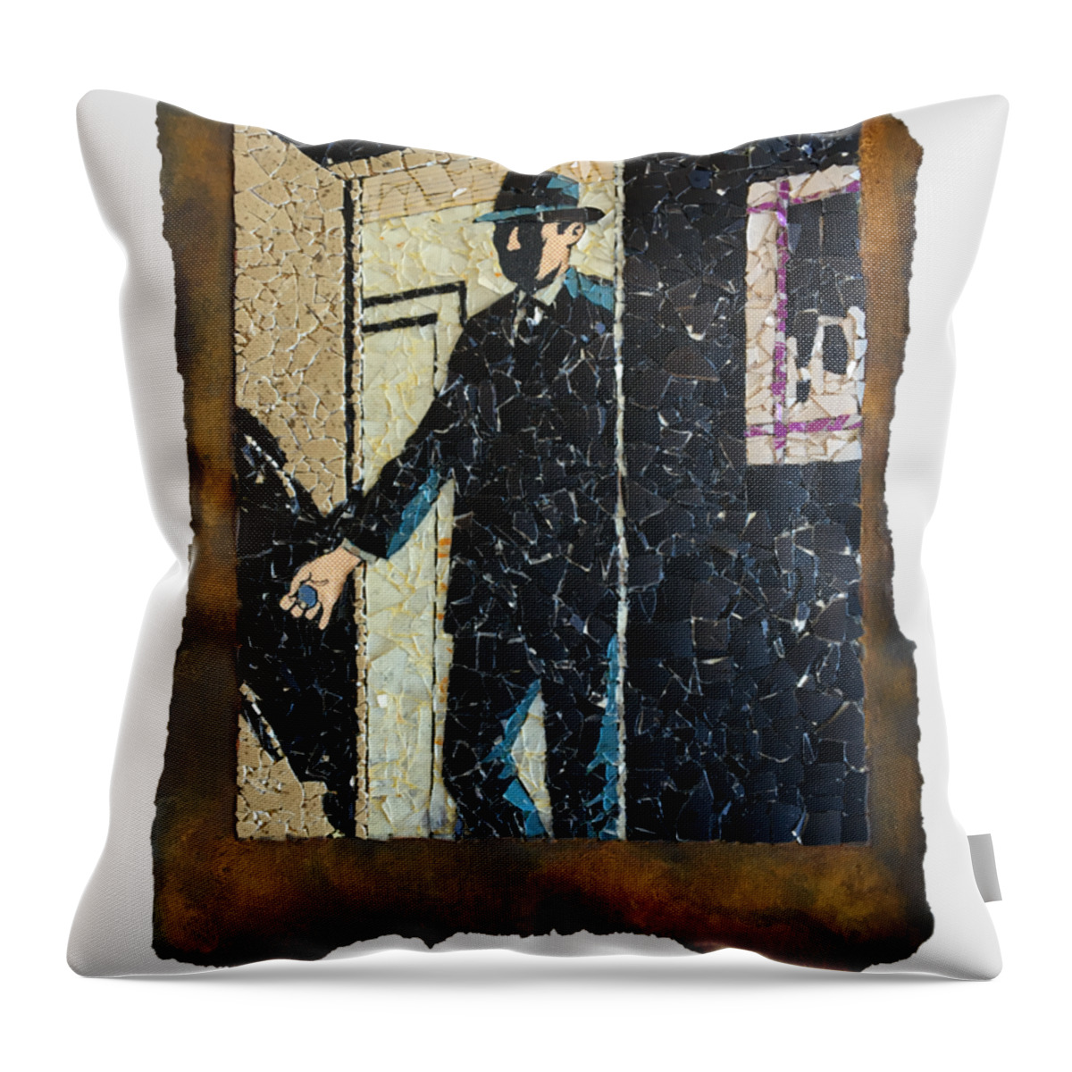 Glass Throw Pillow featuring the mixed media Someone Enters Silently by Matthew Lazure