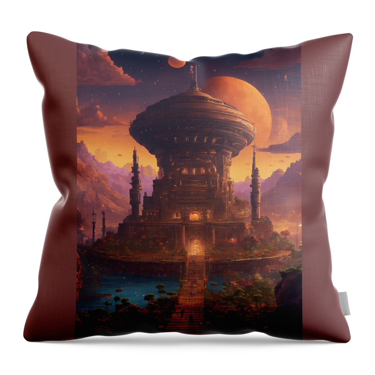 Pixel Throw Pillow featuring the digital art Somewhere by Quik Digicon Art Club