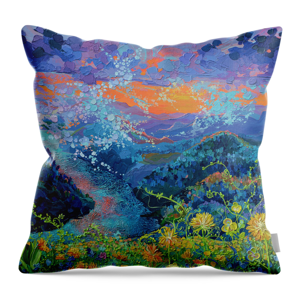 Landscape Throw Pillow featuring the painting Somewhere In Alsace by Anastasia Trusova