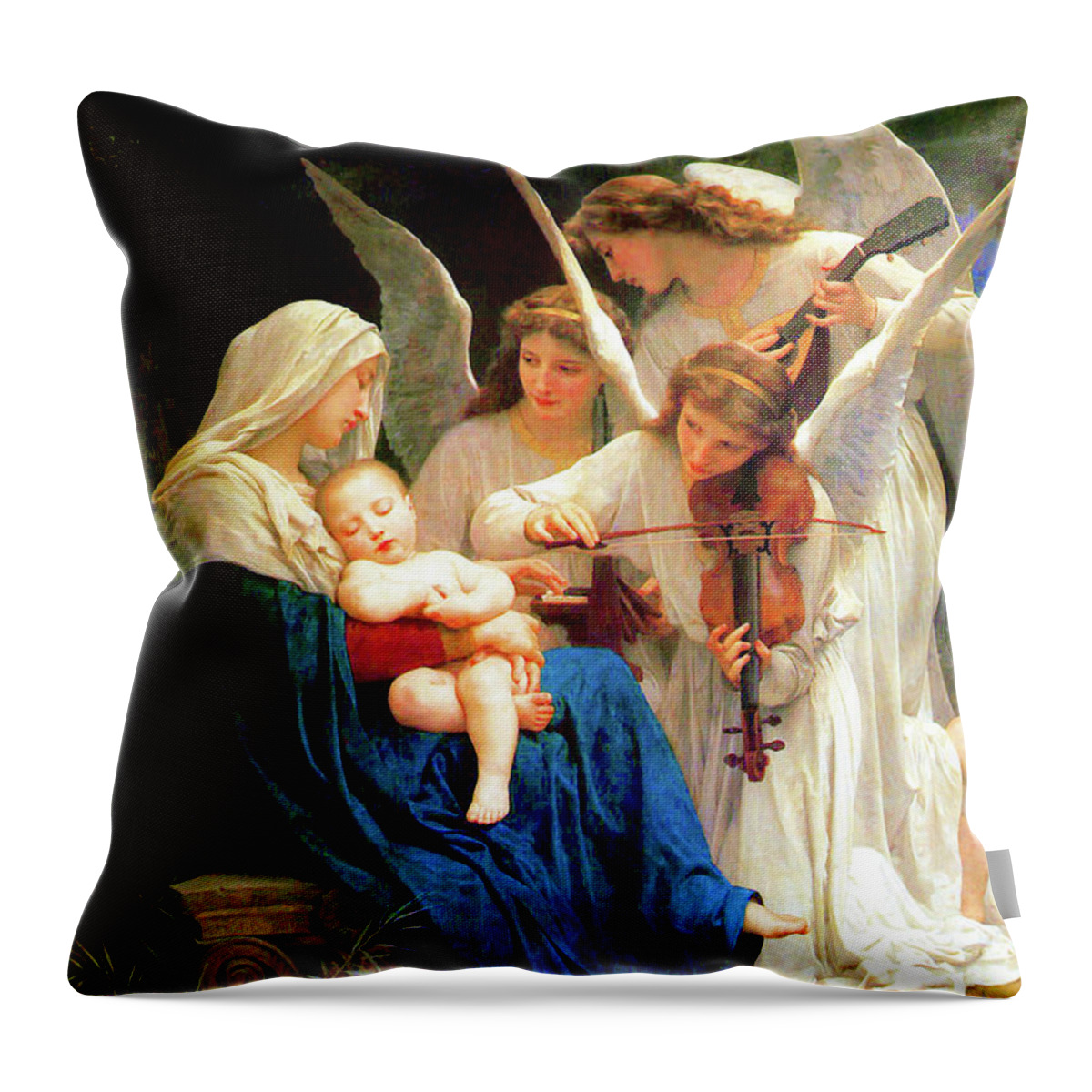 Angels Throw Pillow featuring the painting Song of the Angels by Jon Baran