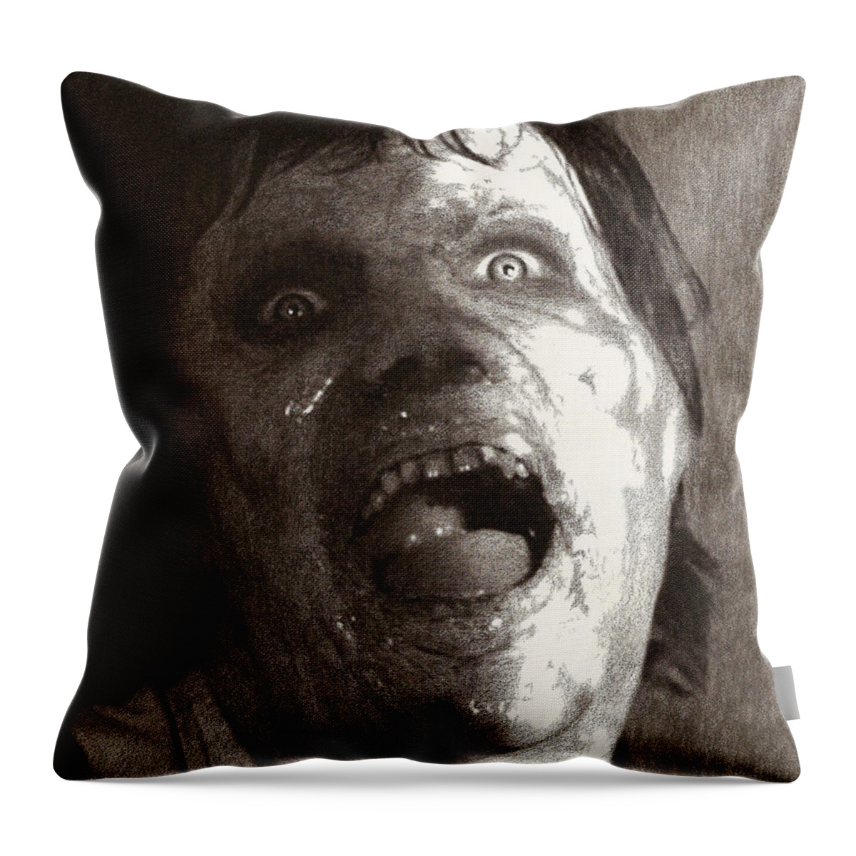 Horror Throw Pillow featuring the drawing Sonny Montelli by Mark Baranowski