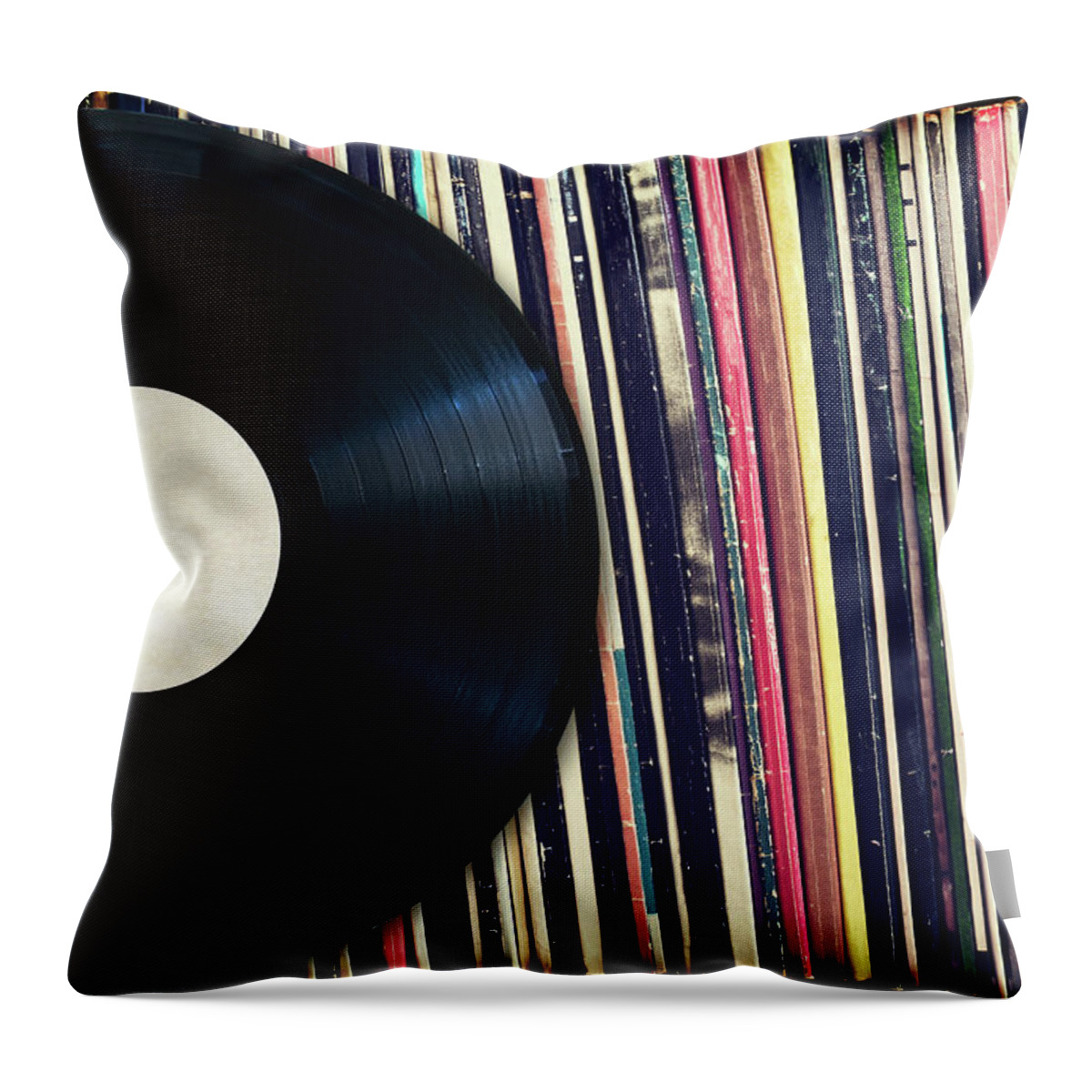 Music Throw Pillow featuring the photograph Sound of vinyl by Delphimages Photo Creations