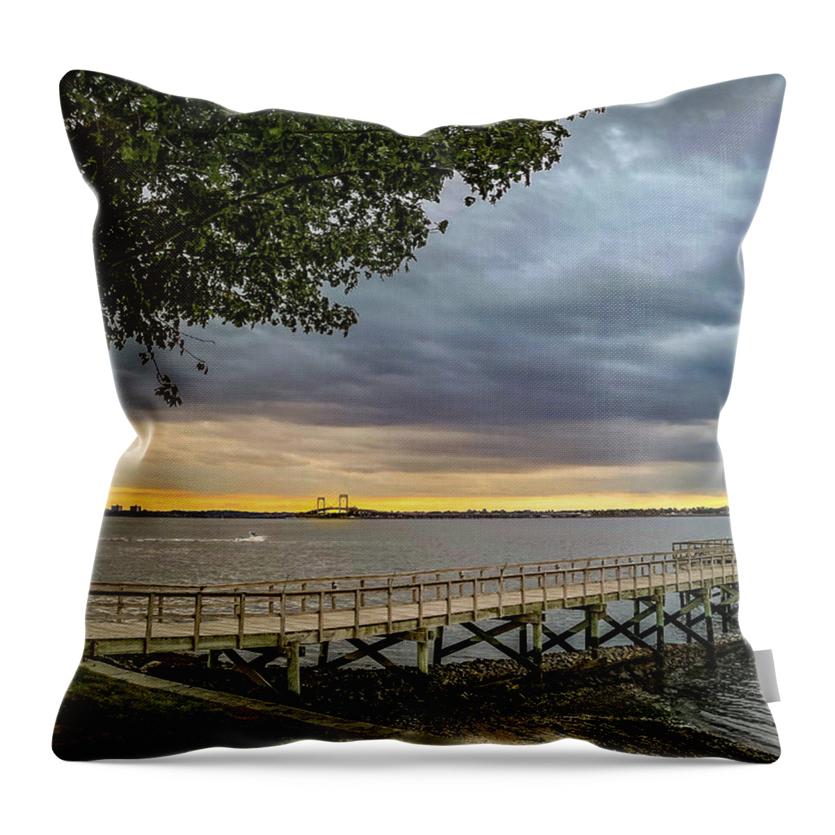 Tree Throw Pillow featuring the photograph Sound View at Sunset by Frank Mari