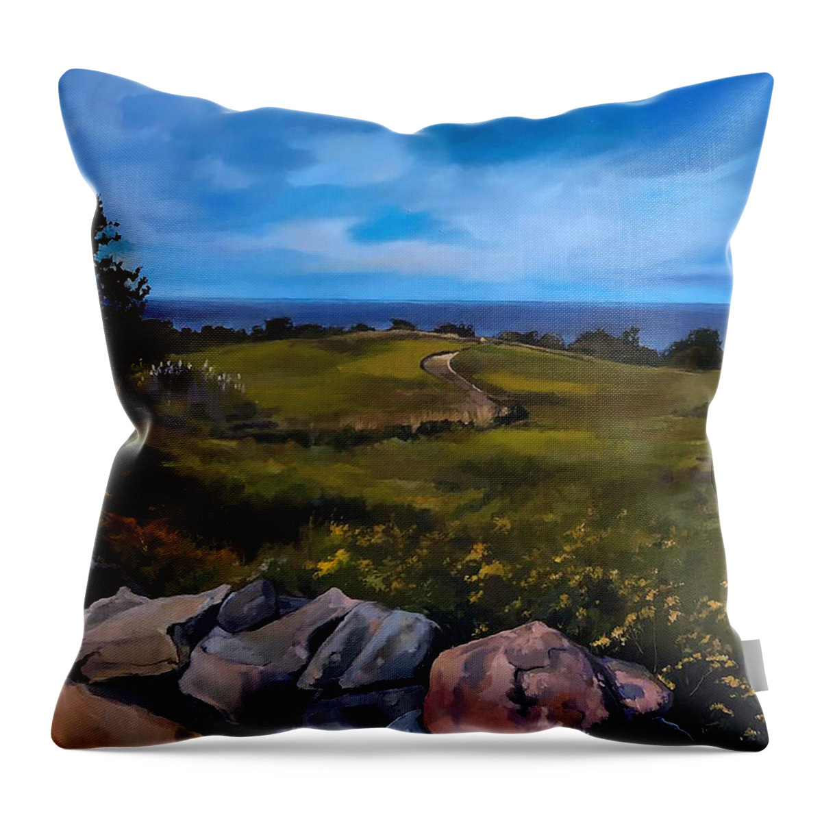 Ocean Throw Pillow featuring the painting Sound View by Rebecca Jacob