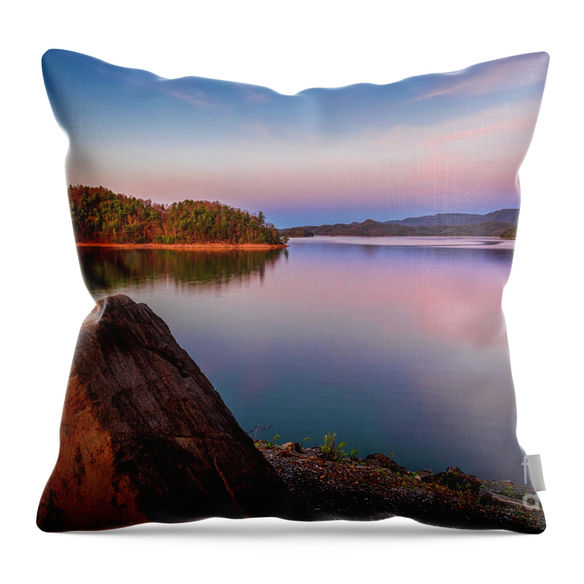 South Holston Throw Pillow featuring the photograph South Holston at Sunset by Shelia Hunt