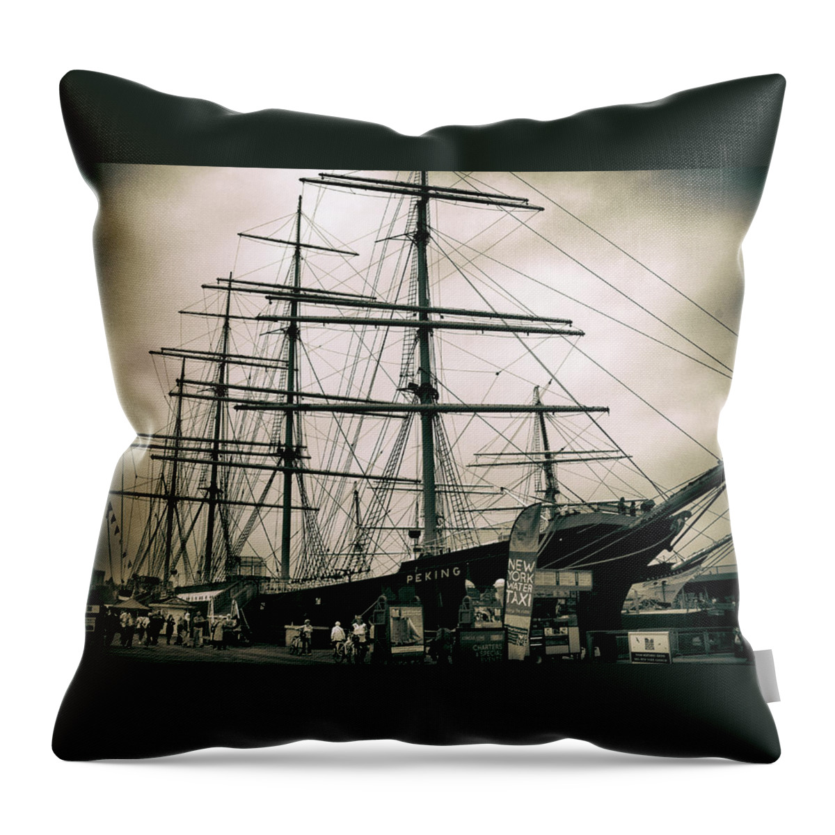 New York Throw Pillow featuring the photograph South Street Seaport by Jessica Jenney