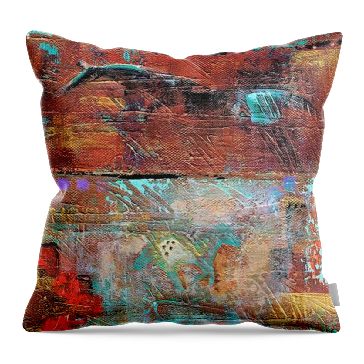 Southwest Art Throw Pillow featuring the painting Southwest Horses by Frances Marino