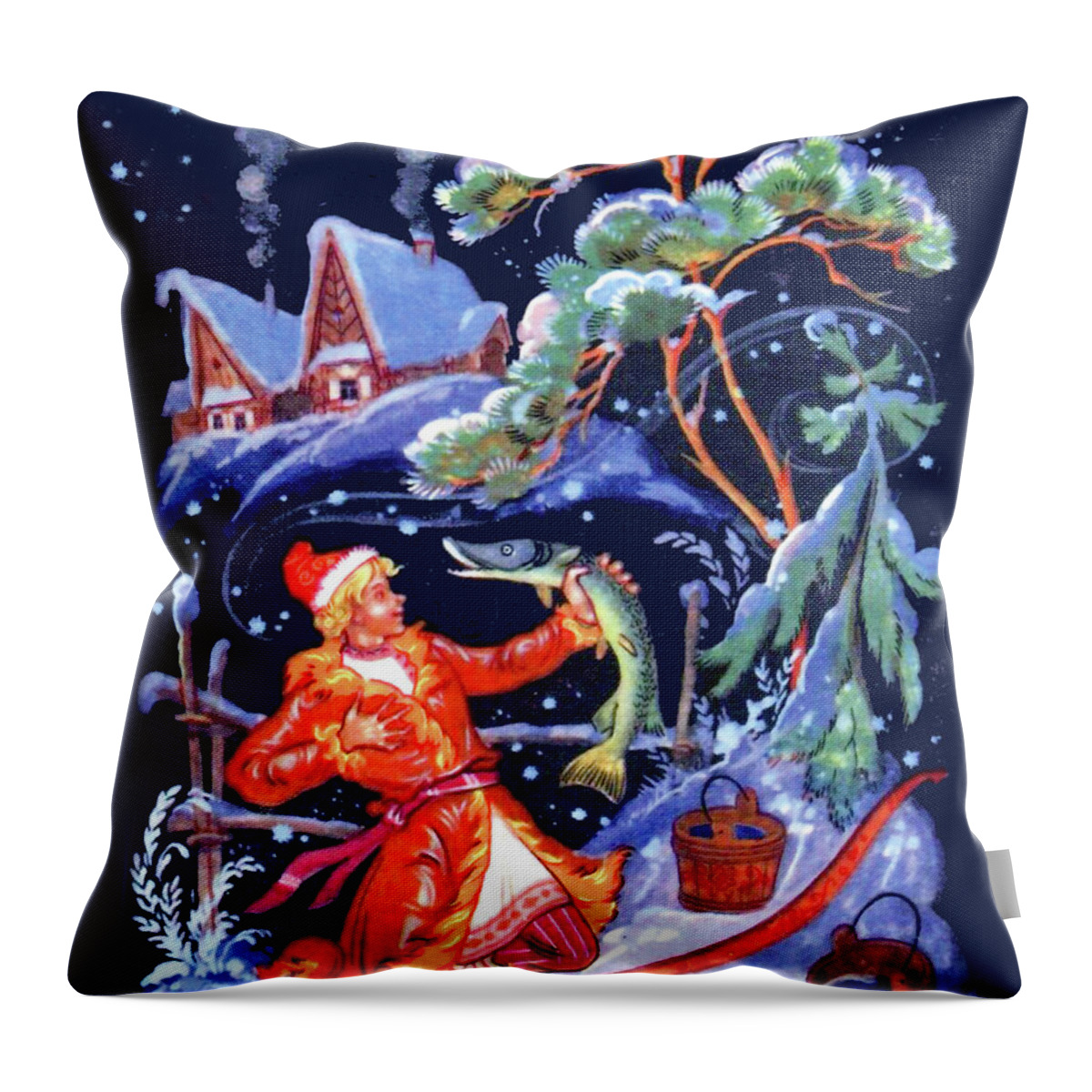 Soviet Throw Pillow featuring the digital art Soviet New Year Fairy Tale by Long Shot
