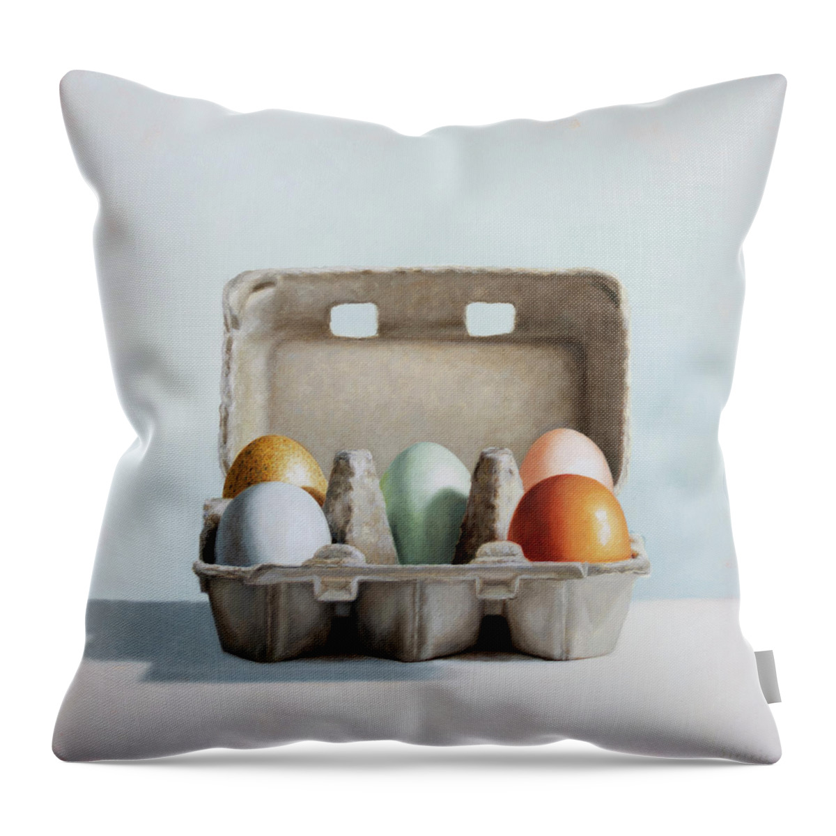 Egg Throw Pillow featuring the painting Space Available by Susan N Jarvis