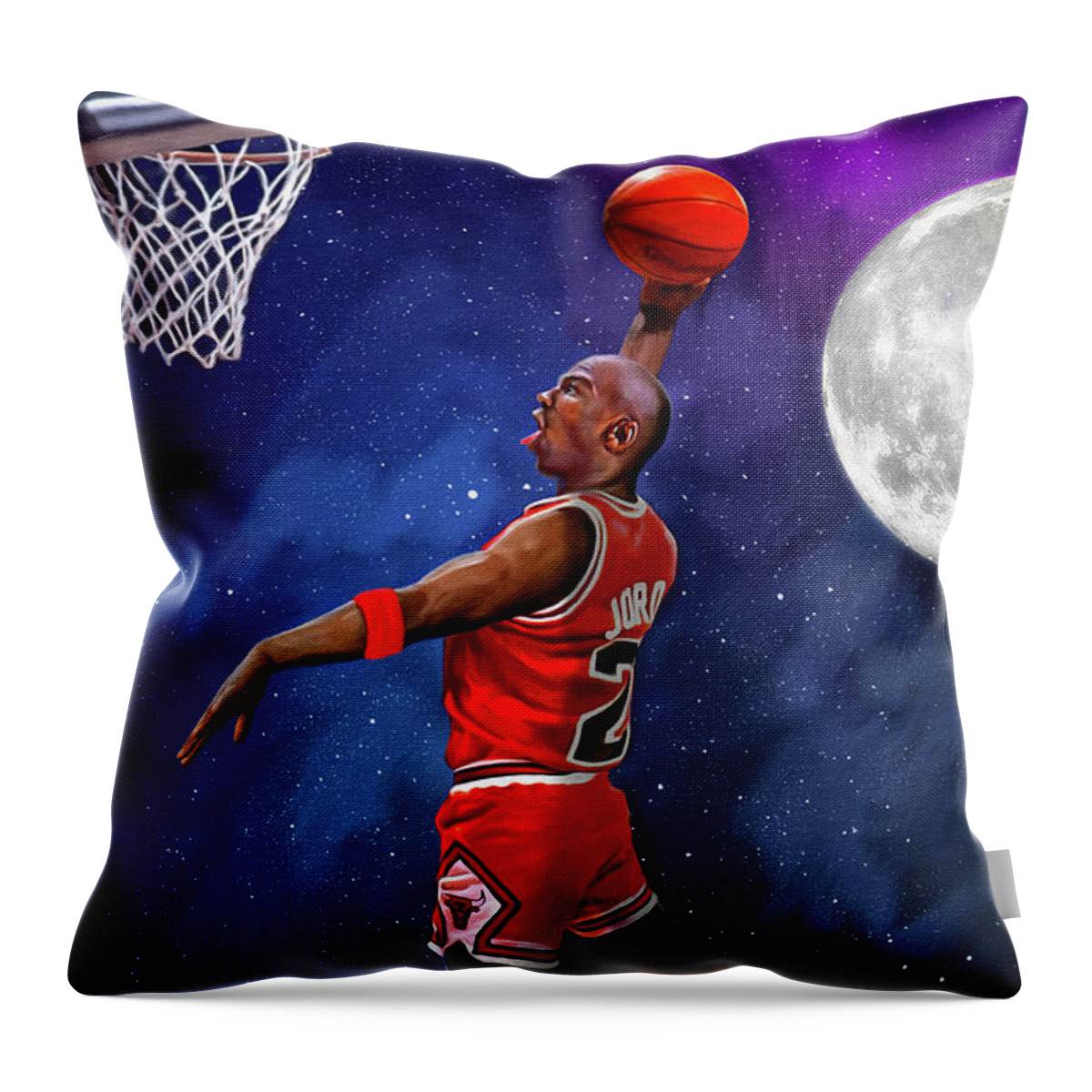 Space Jam Throw Pillow featuring the mixed media Space Jam Michael Jordan by Mark Spears