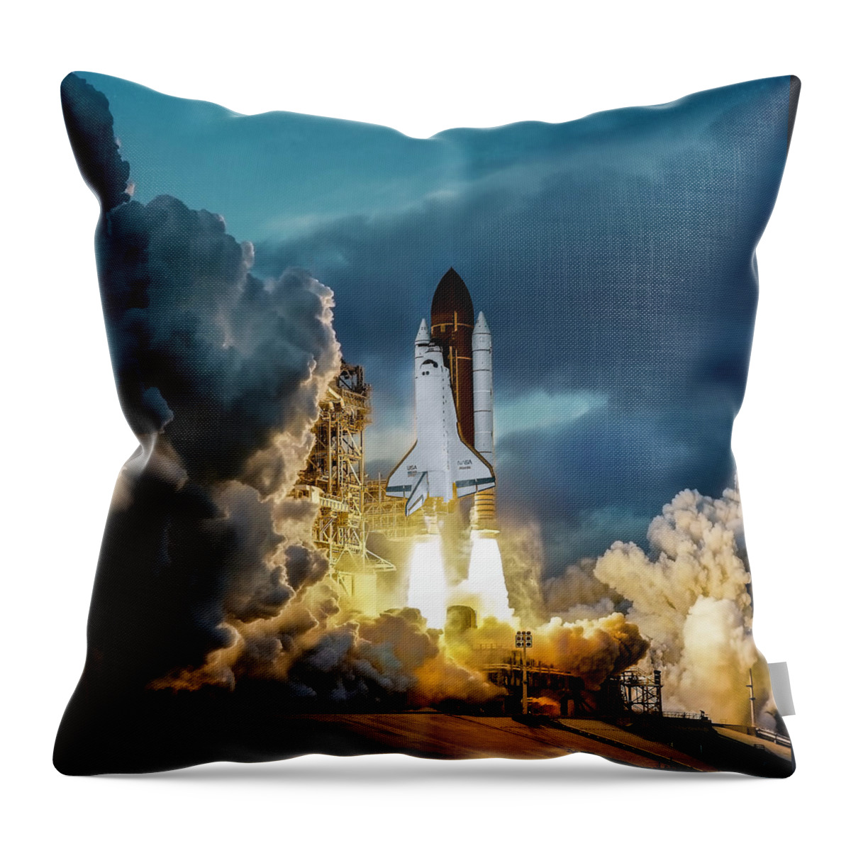 Space Shuttle Atlantis Throw Pillow featuring the photograph Space Shuttle Atlantis by Carlos Diaz