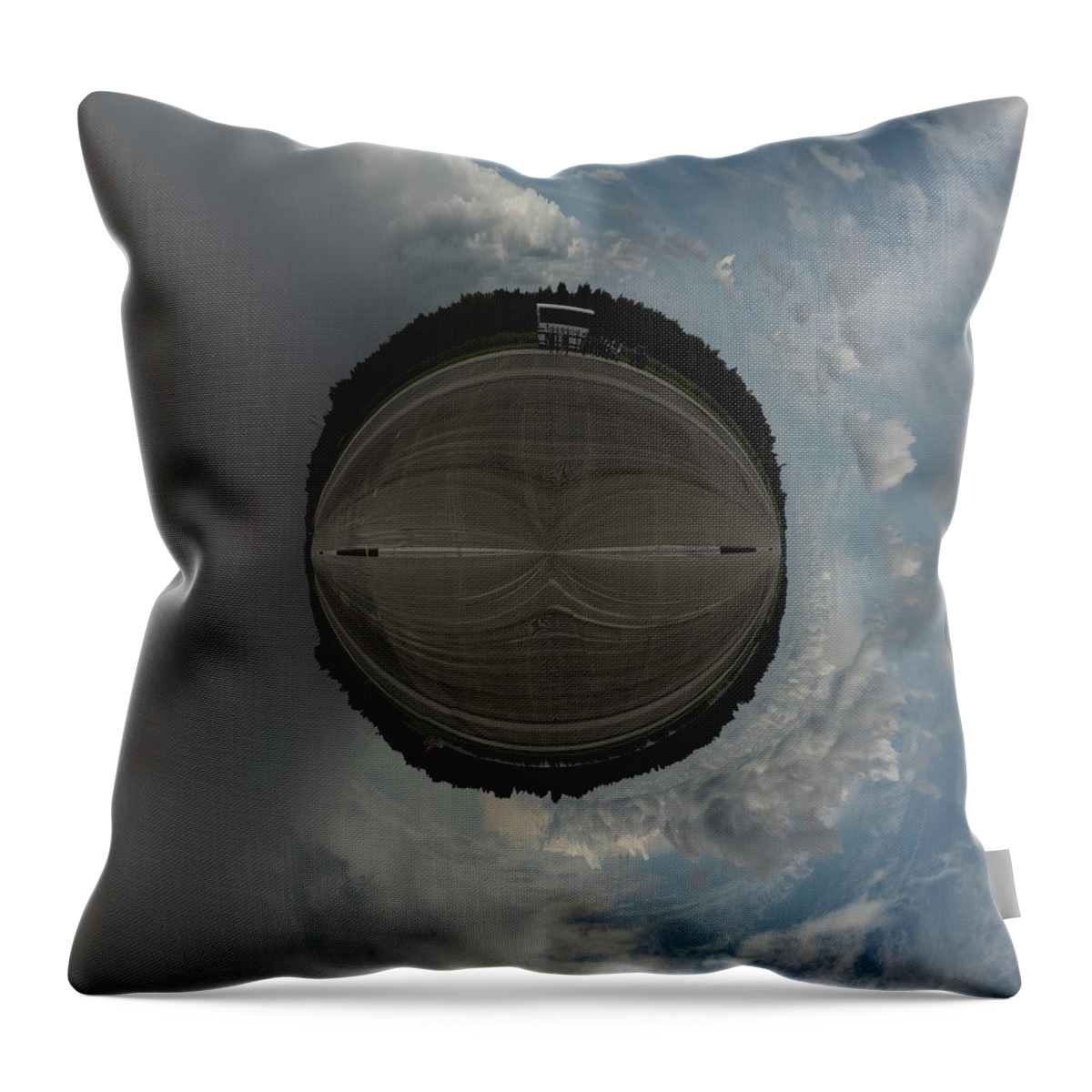 Nasa Throw Pillow featuring the photograph Space Shuttle Runway Tiny Planet by Carolyn Hutchins