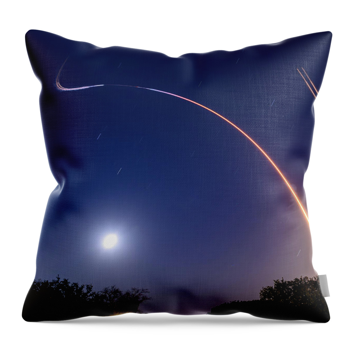Space Throw Pillow featuring the photograph SpaceX Falcon 9 Heavy by David Hart