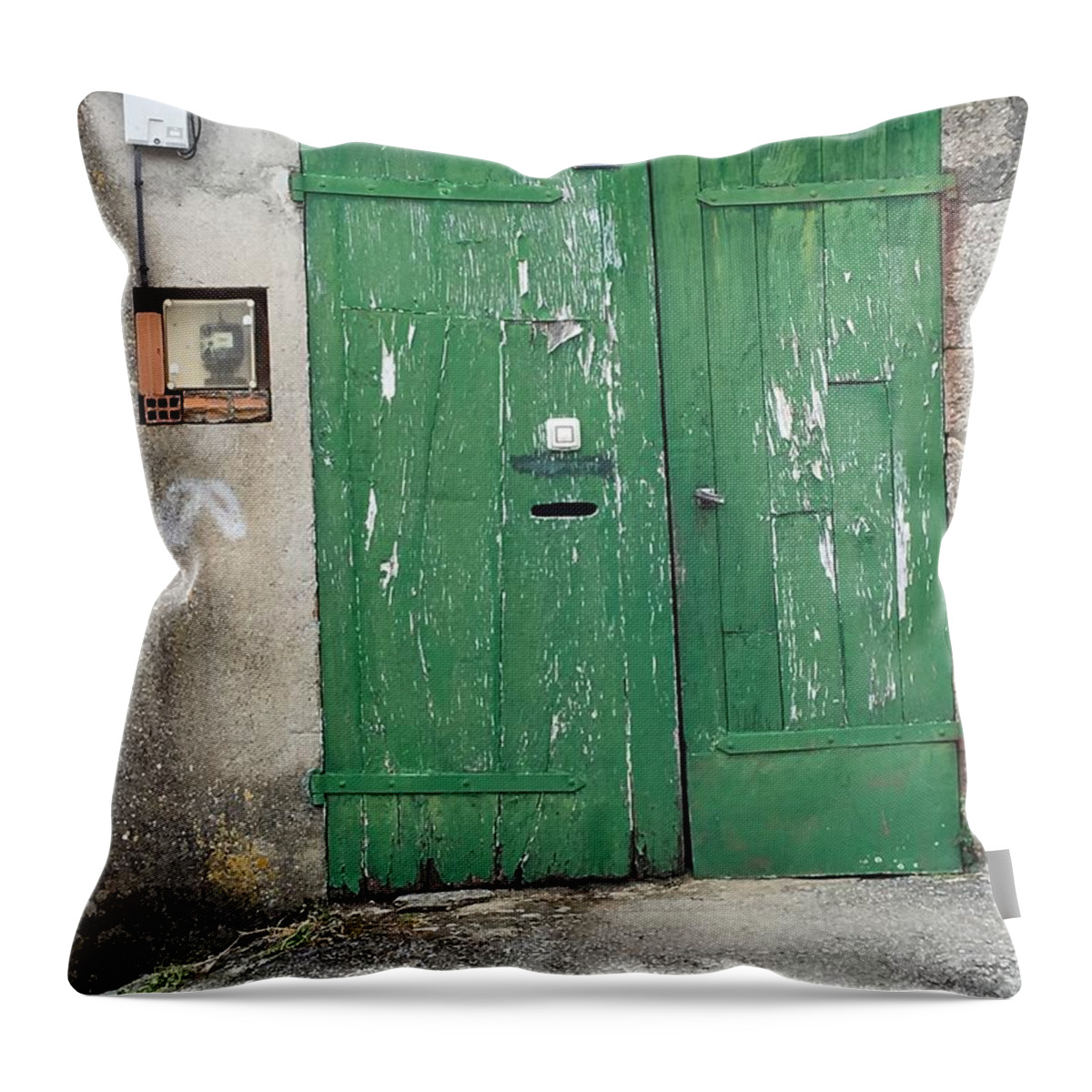 Old Throw Pillow featuring the photograph Spain Door 12 by Cheryl Rhodes