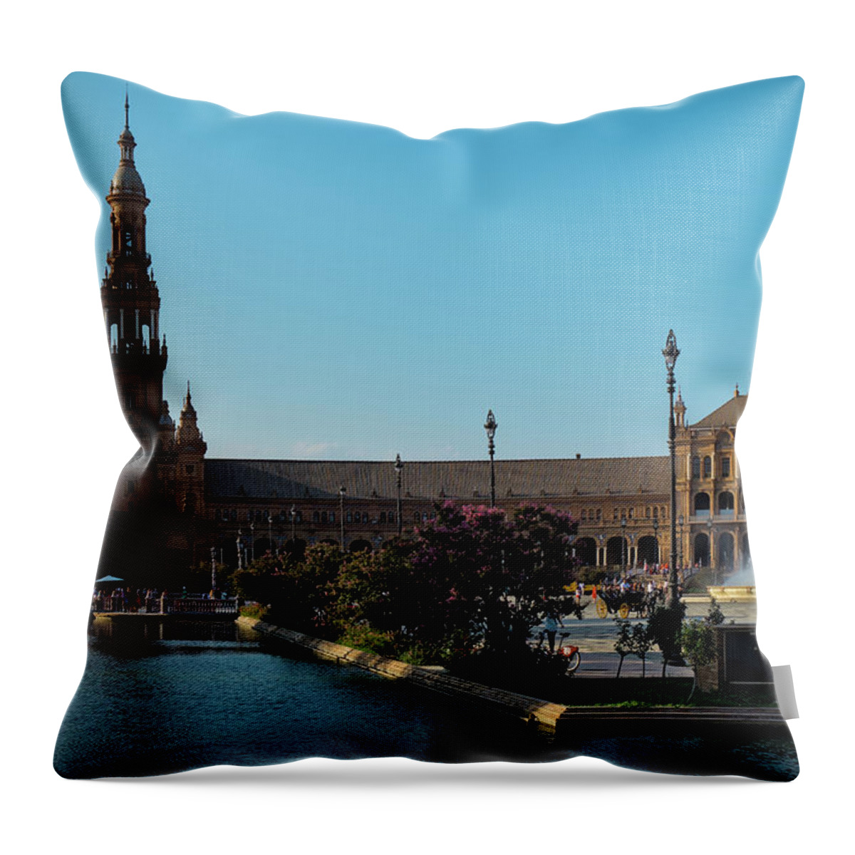 Spain Square Throw Pillow featuring the photograph Spain Square in Seville by Angelo DeVal