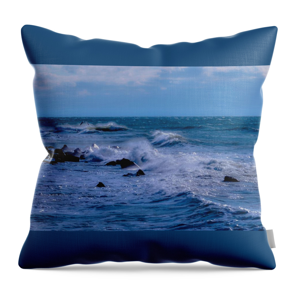Waves Crashing Throw Pillow featuring the photograph Sparkling waves by Christina McGoran