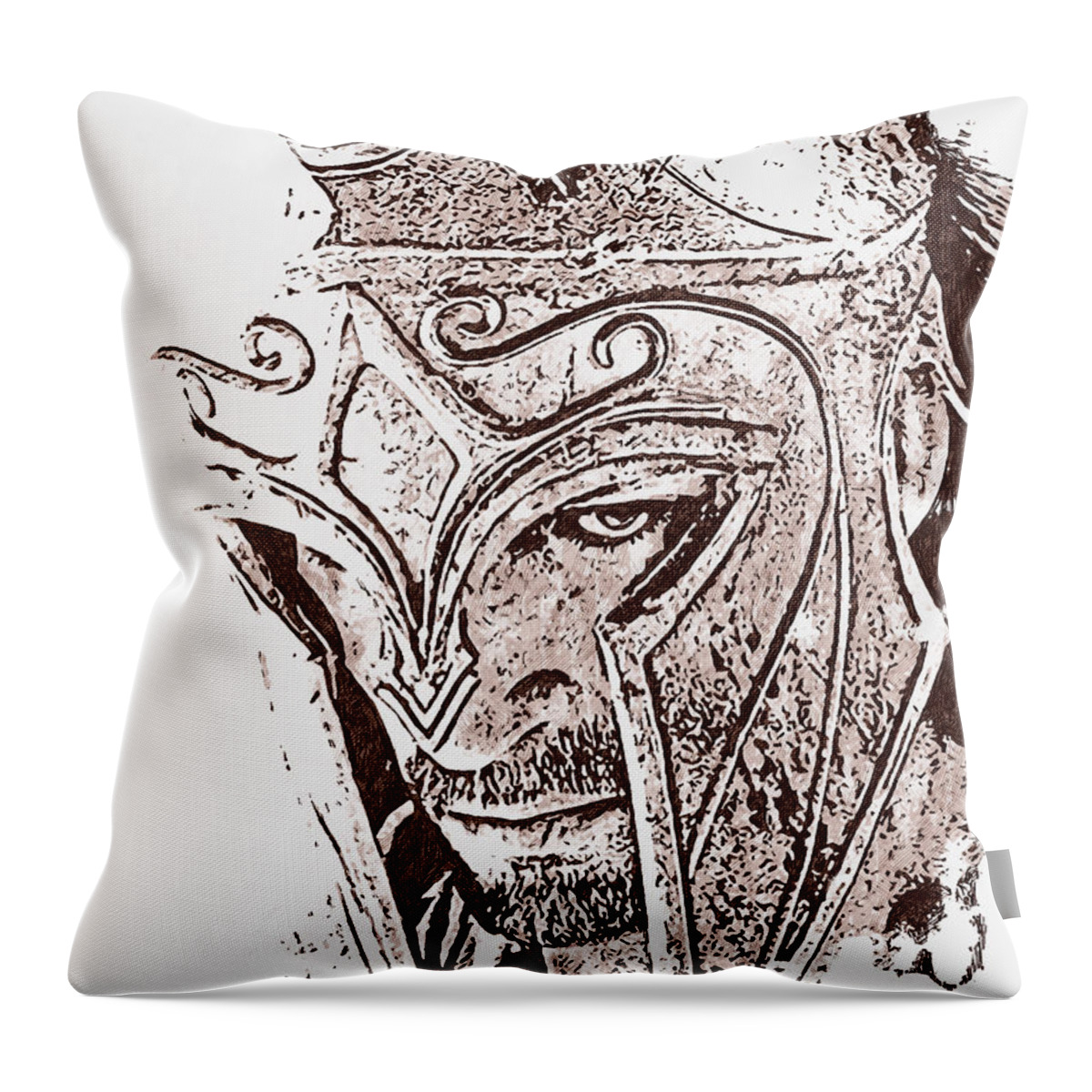 Spartan Warrior Throw Pillow featuring the painting Spartan Hoplite - 66 by AM FineArtPrints