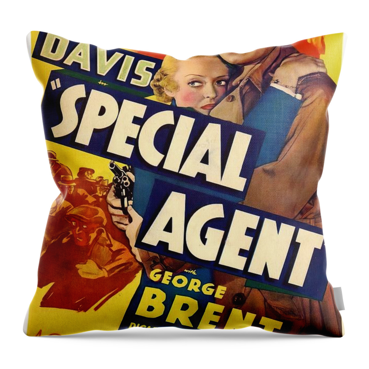Special Throw Pillow featuring the mixed media ''Special Agent'', 1949, movie poster by Movie World Posters