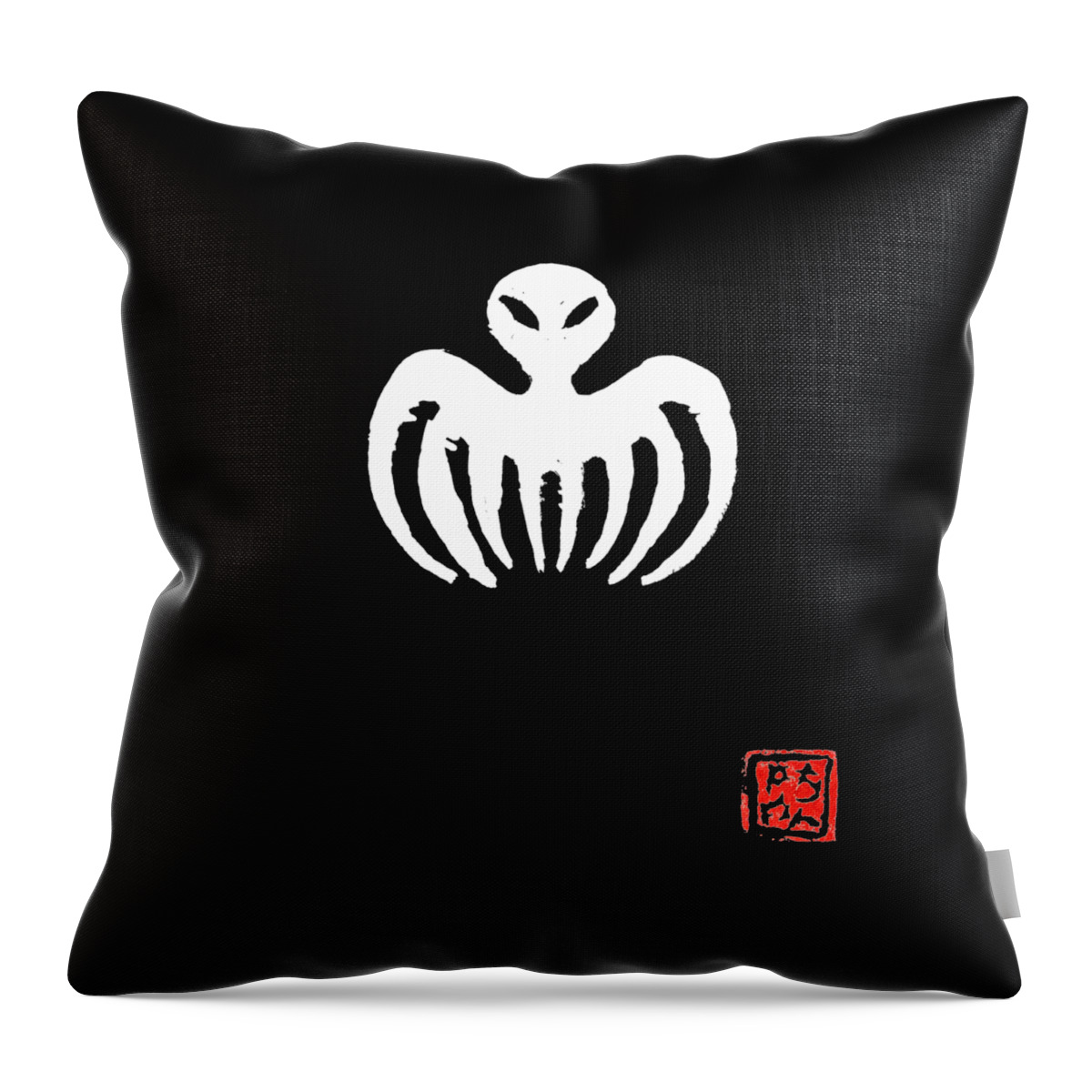 Spectre Throw Pillow featuring the drawing Spectre 1965 by Pechane Sumie