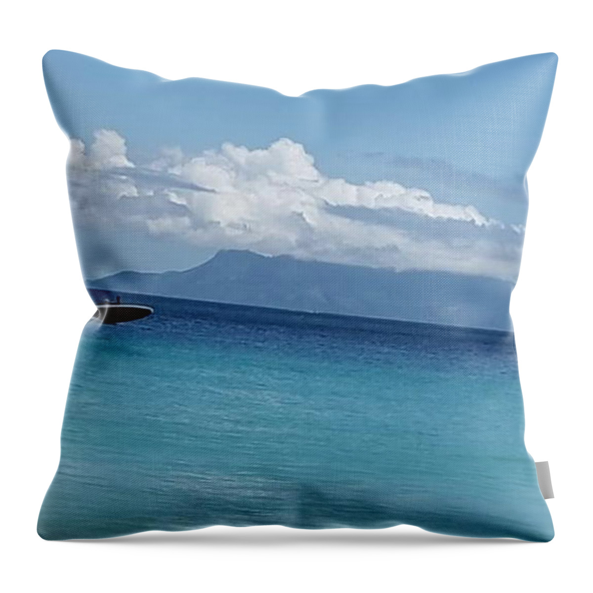 All Throw Pillow featuring the digital art Speed Boat at Sea in Seychelles KN41 by Art Inspirity