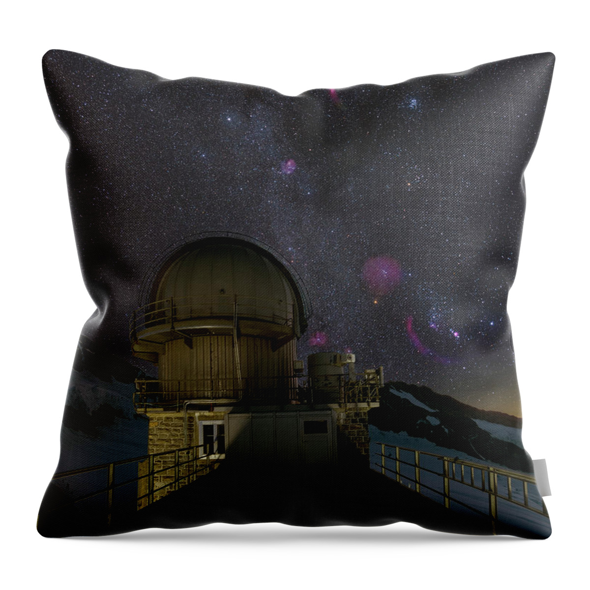 Astrophotography Throw Pillow featuring the photograph Sphinx Observatory by Ralf Rohner
