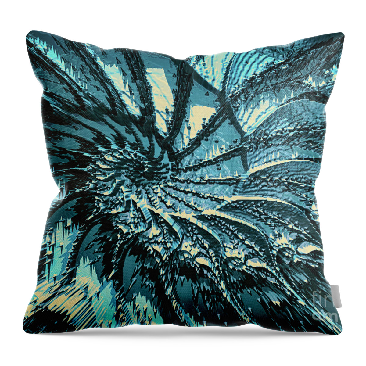 Turquoise Throw Pillow featuring the digital art Spinning Turquoise Fractal by Phil Perkins