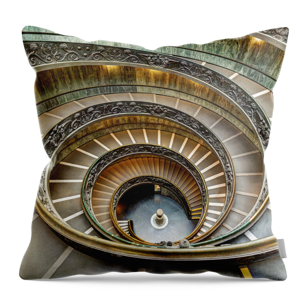 Spiral Staircase Throw Pillow featuring the photograph Spiral Staircase Revisited - Square version by Weston Westmoreland