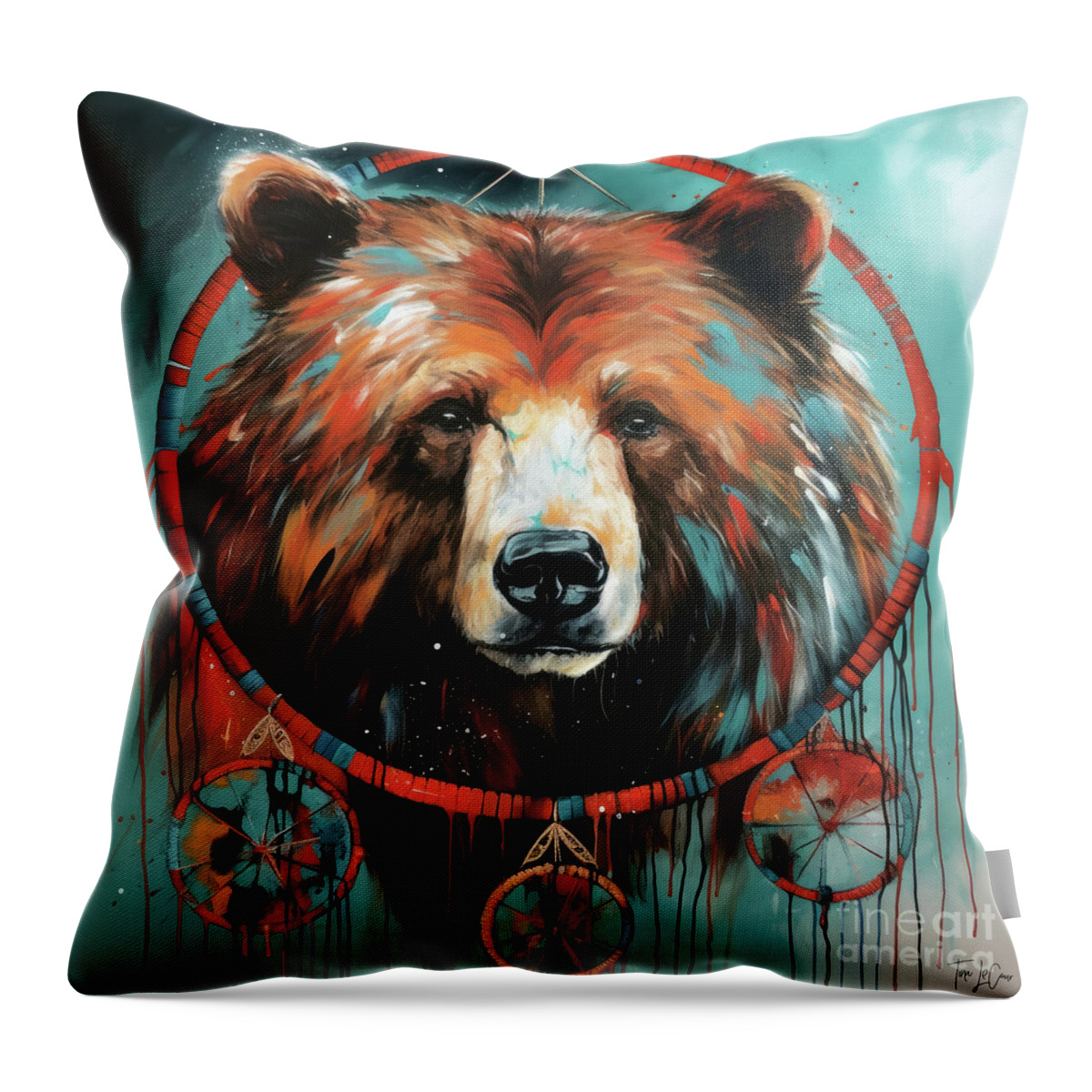 Grizzly Bear Throw Pillow featuring the painting Spirit Bear by Tina LeCour