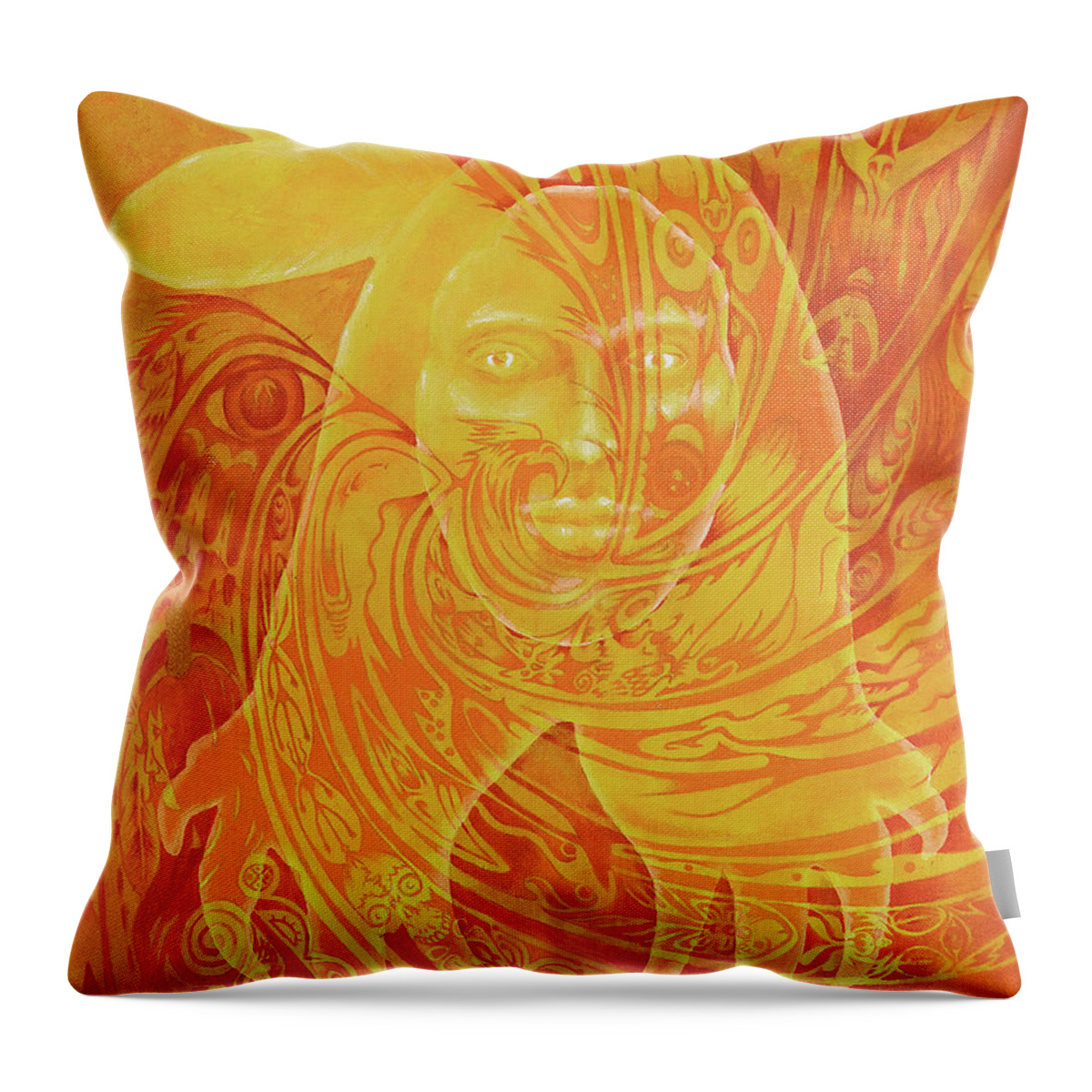 Native American Throw Pillow featuring the painting Spirit Fire by Kevin Chasing Wolf Hutchins