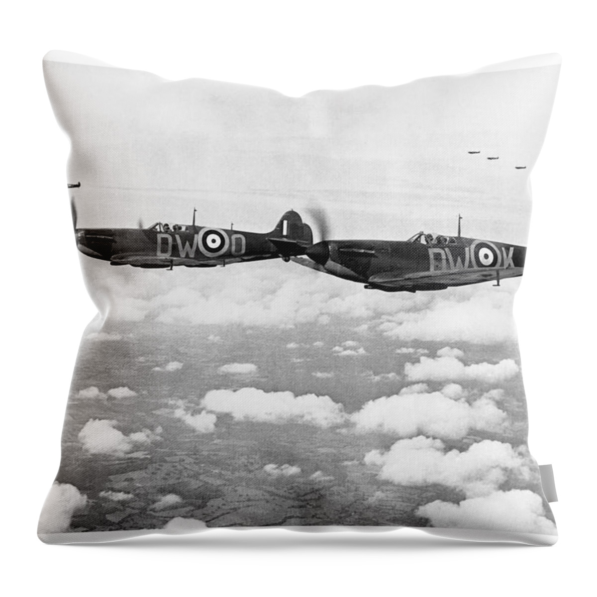 Spitfire Throw Pillow featuring the photograph Spitfires on Patrol by Chris Smith