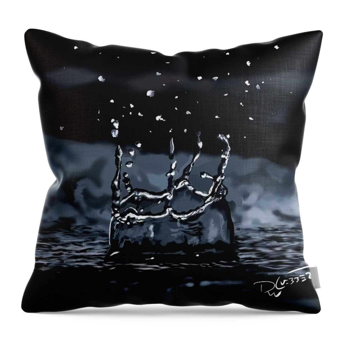 Water Throw Pillow featuring the digital art Splash You Tube LIVE Painting by David Luebbert