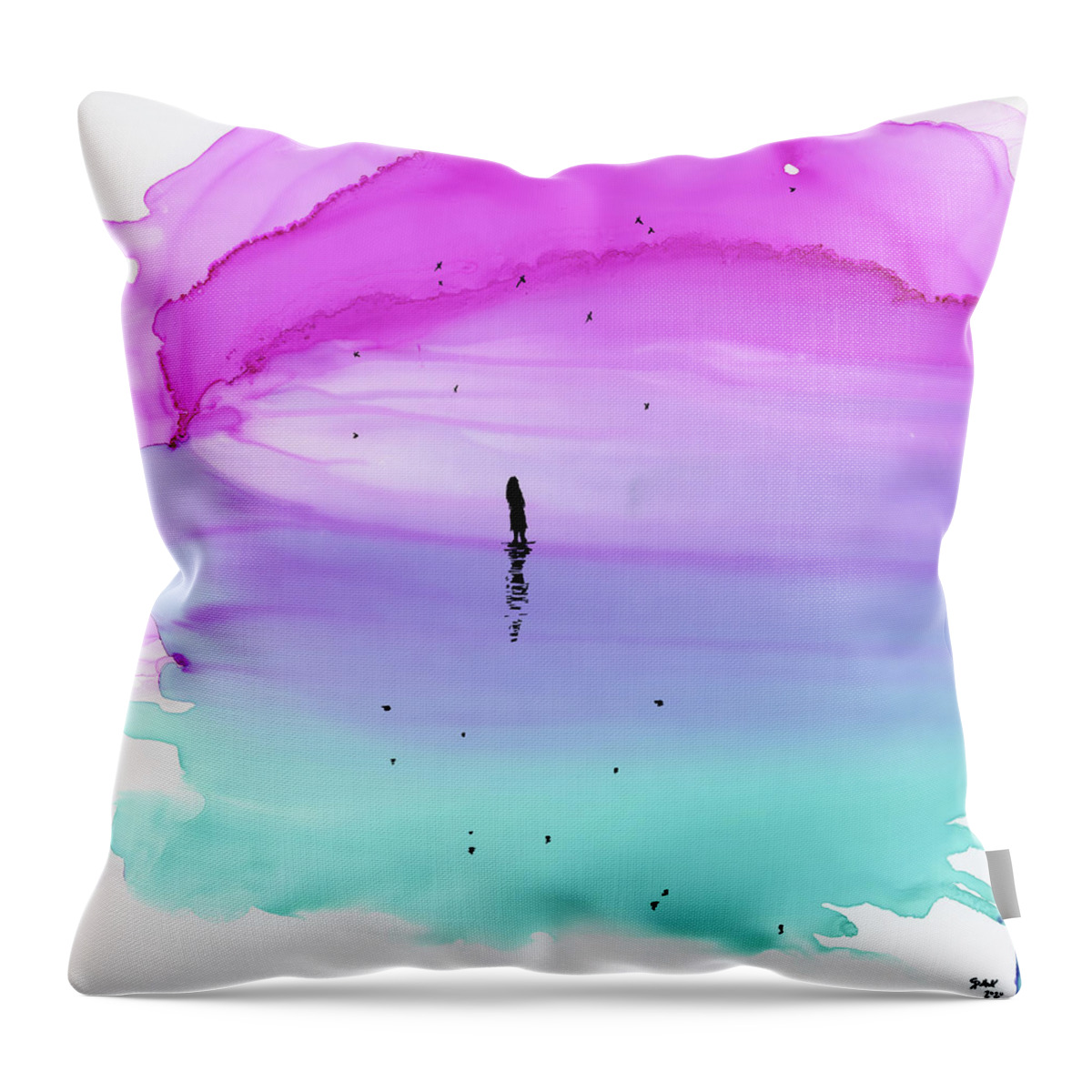 Alcohol Throw Pillow featuring the painting Splendid Tempests Three by KC Pollak