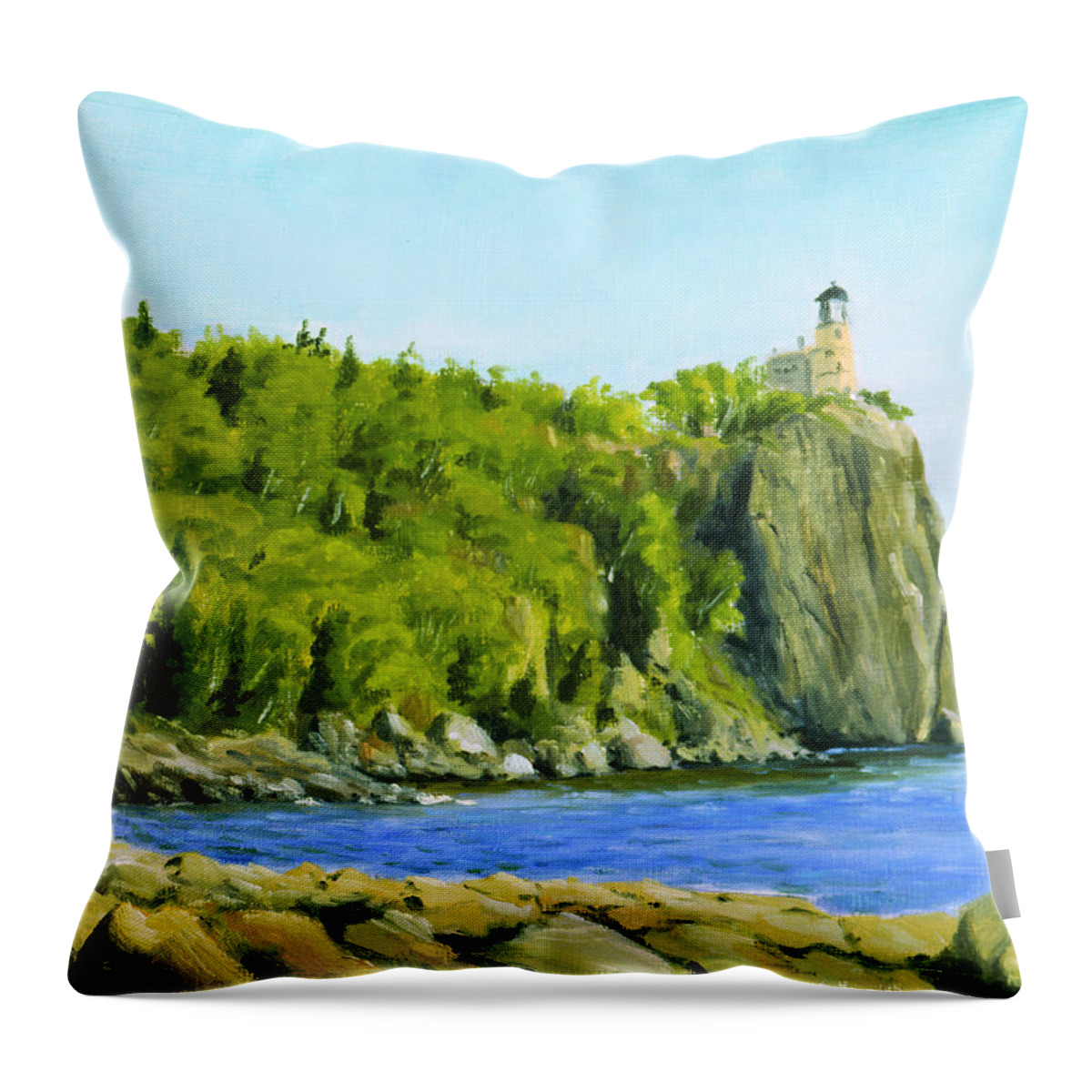 Landscape Throw Pillow featuring the painting SplitRock by Rick Hansen