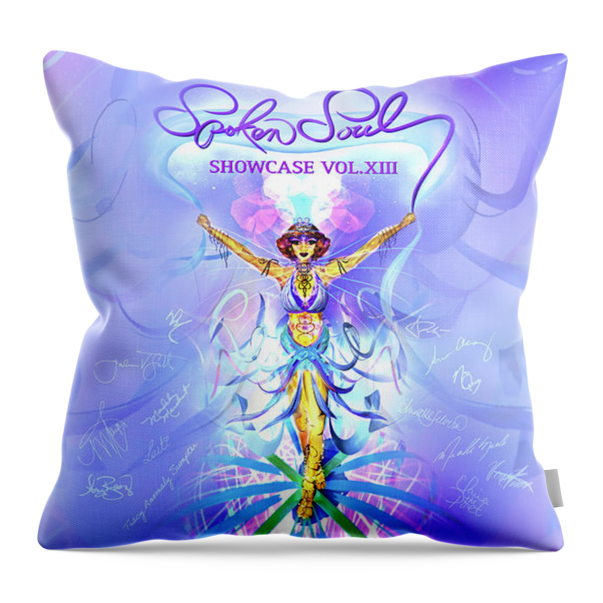 Goddess Throw Pillow featuring the digital art Spoken Soul Signed Goddess, Aurora, AR by Alissa Christine - LUVRworldwide
