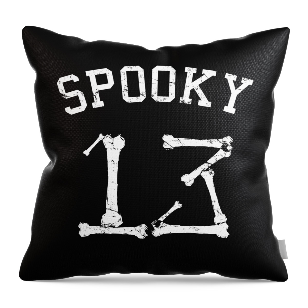 Funny Throw Pillow featuring the digital art Spooky 13 Halloween Jersey by Flippin Sweet Gear