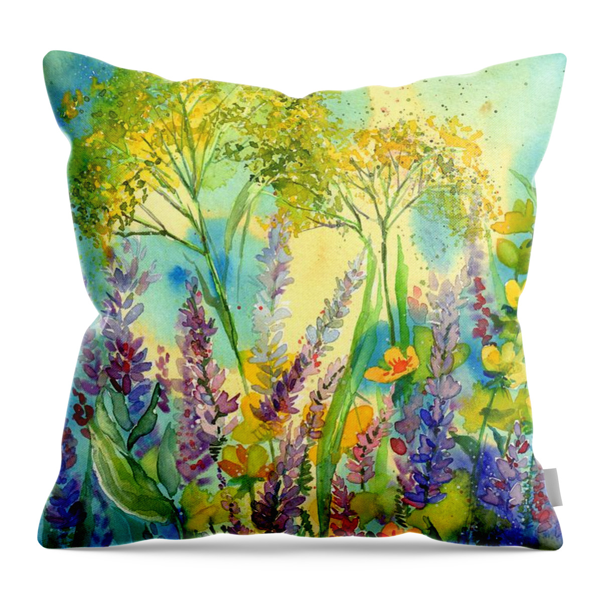Spring Field Throw Pillow featuring the painting Spring Field by Suzann Sines