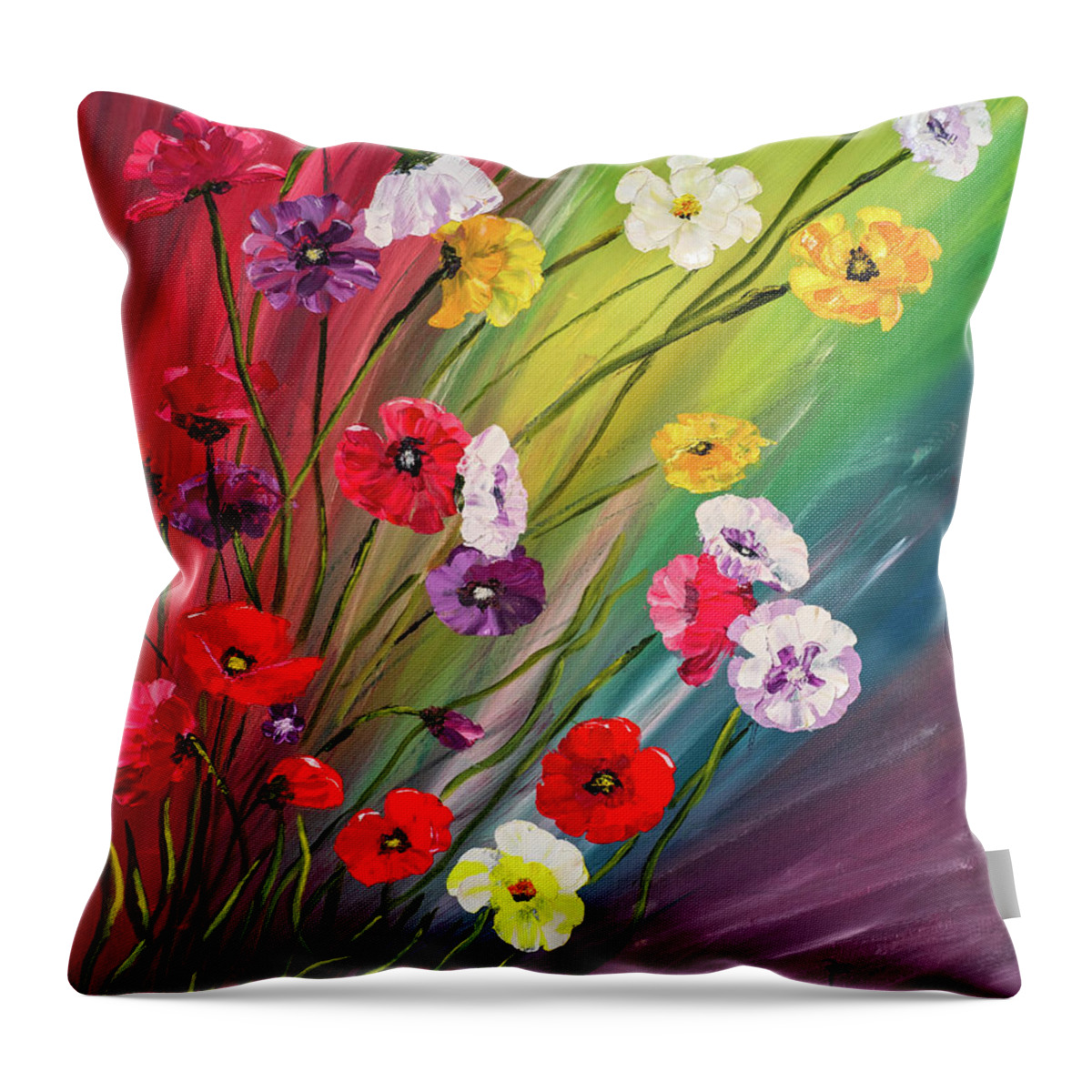Flowers Throw Pillow featuring the painting Spring Flowers by Mark Ross