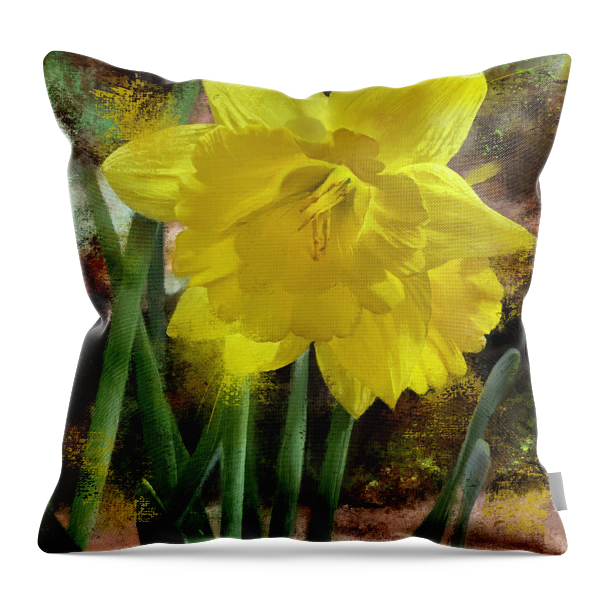 Flower Throw Pillow featuring the digital art Spring Gold by Garth Glazier
