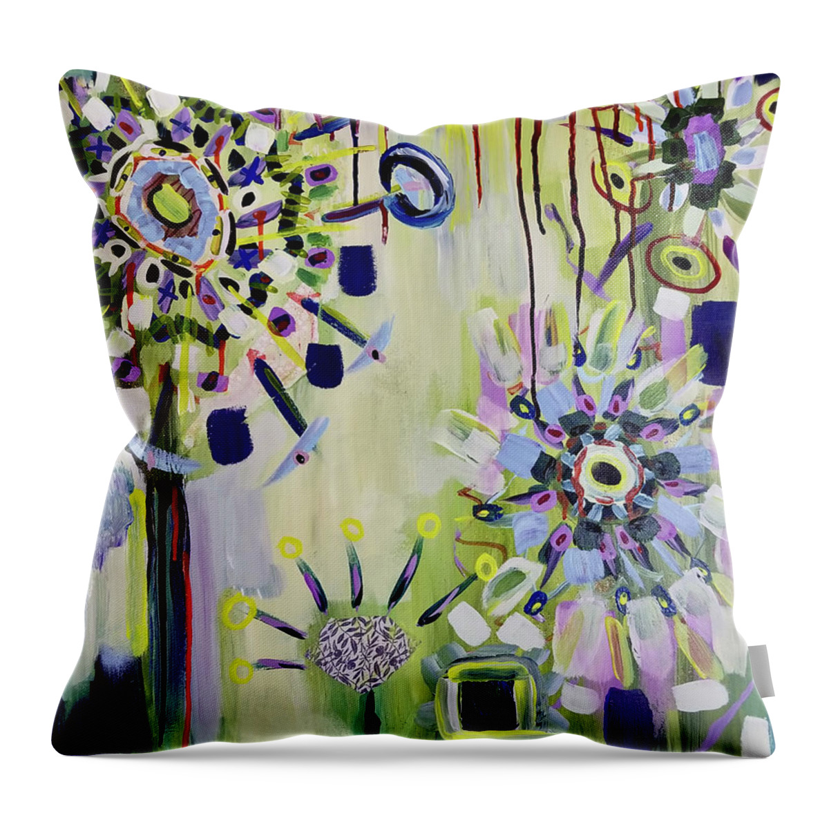 Contemporary Throw Pillow featuring the painting Spring Green by Catherine Gruetzke-Blais