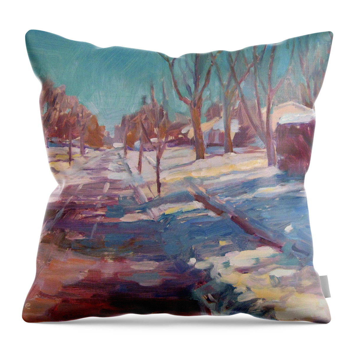 Cold Throw Pillow featuring the painting Spring Is Around the Corner I Just Know It by Robie Benve
