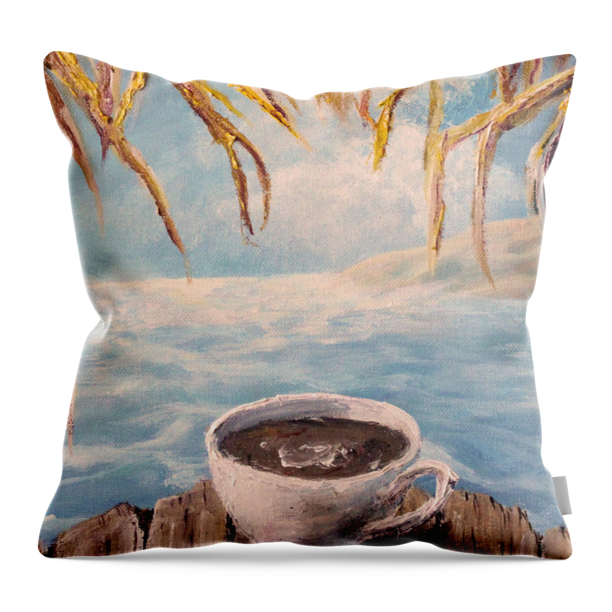 Beautiful Throw Pillow featuring the painting Spring Morning by Medea Ioseliani
