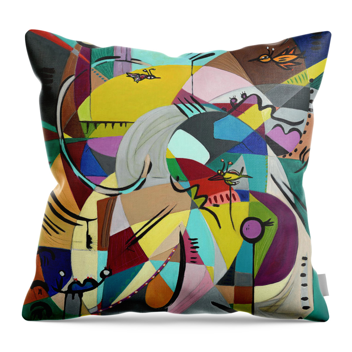 Abstract Throw Pillow featuring the painting Spring Reprise by Shakti Kroopkin