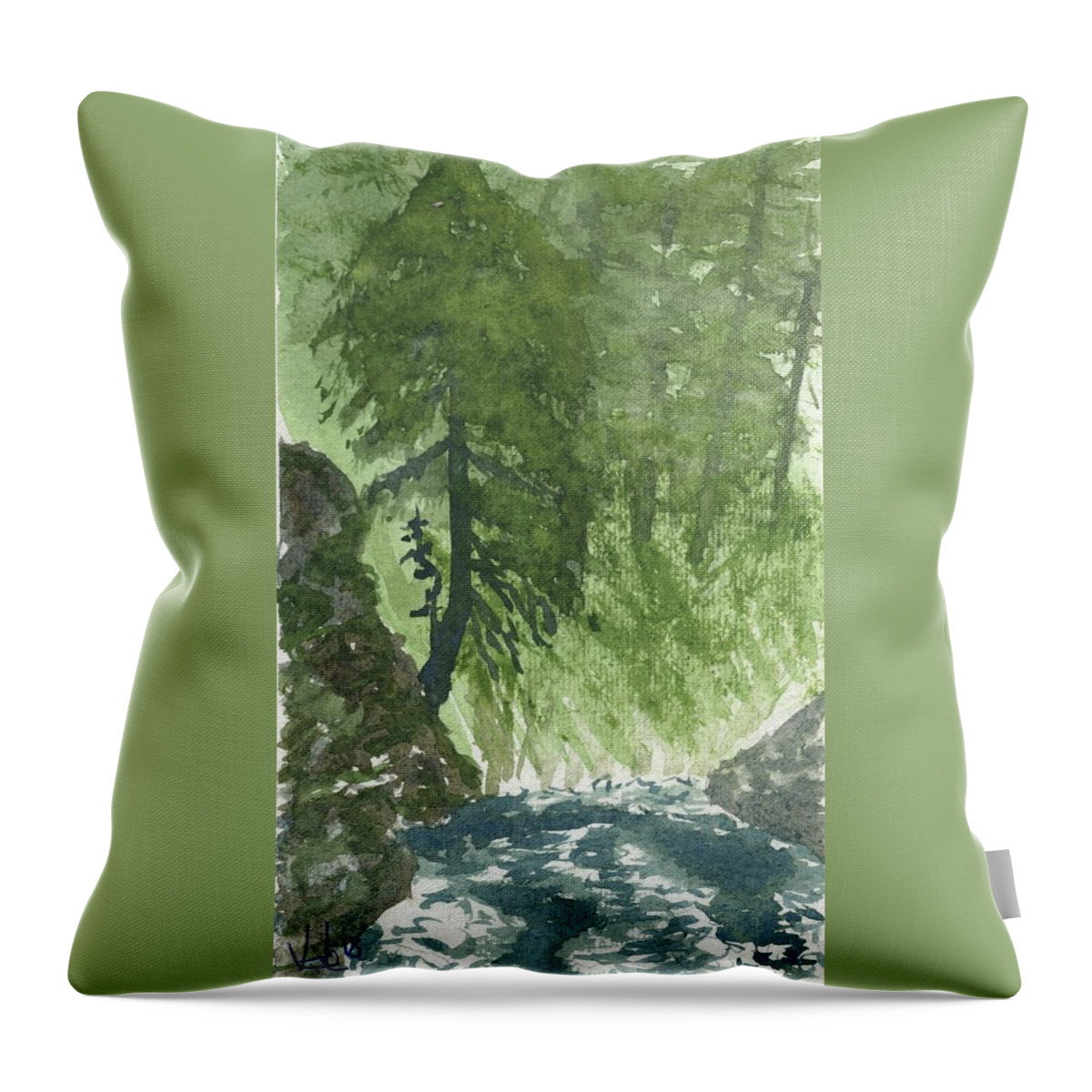 Trees Throw Pillow featuring the painting Spring Runnoff in Sanders Creek by Victor Vosen
